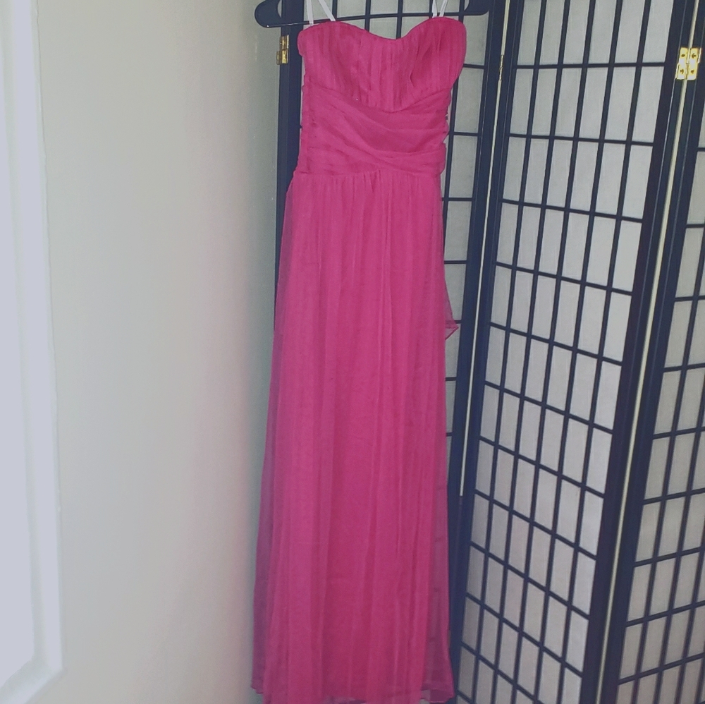 Fushia pink strapless gown
